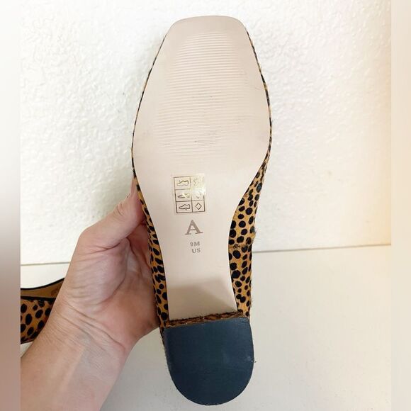ANTHROPOLOGIE Spotted Leopard Cheetah Calf Hair Square Toe Chunky Heels Pumps. 9 - Picture 12 of 15